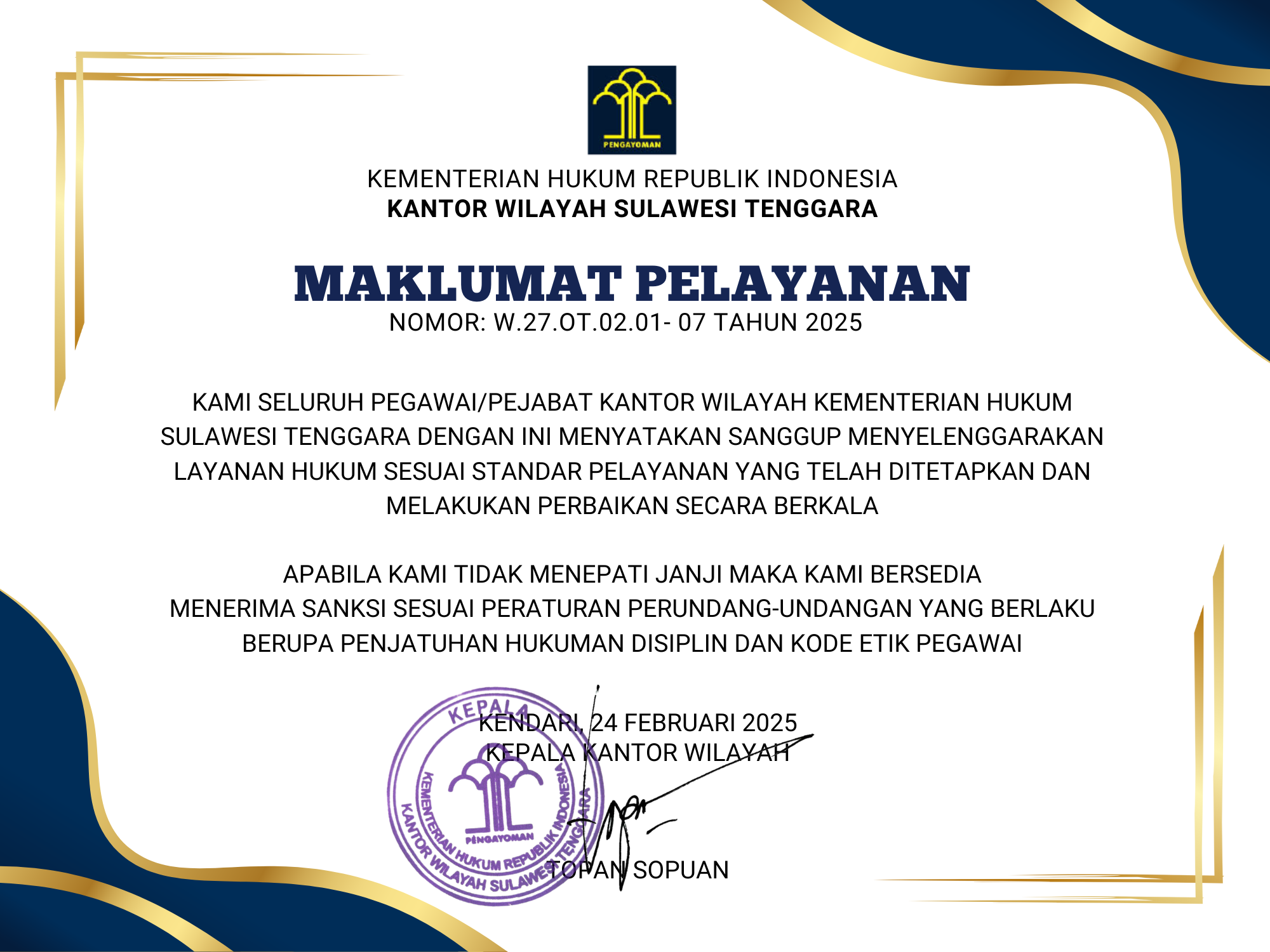 MAKLUMAT PELAYANAN 40 x 30 cm 1